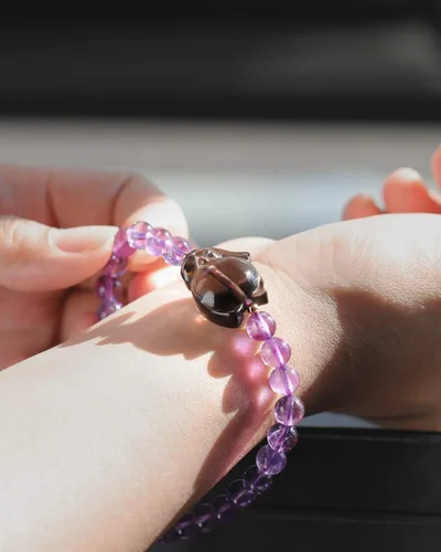 Vista 8 de Jeeless Amatista Pulsera Hielo Obsidiana Fox Energía Cristales de Sanación Ansiedad Mujeres Yoga Difusor Joyas de Piedras Preciosas