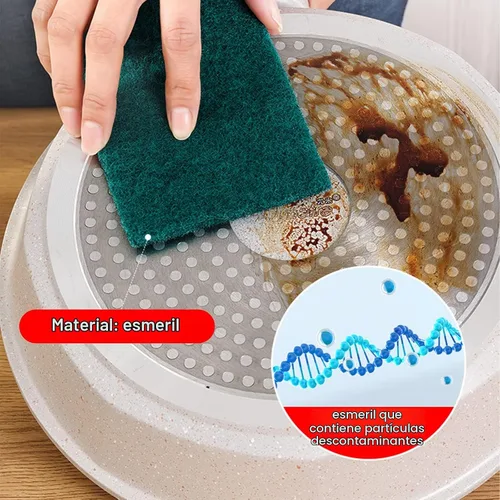 Vista 7 de Almohadillas de limpieza resistentes para limpiar platos, esponja, no rayan, verde, reutilizables, para cocina y utensilios de limpieza de platos