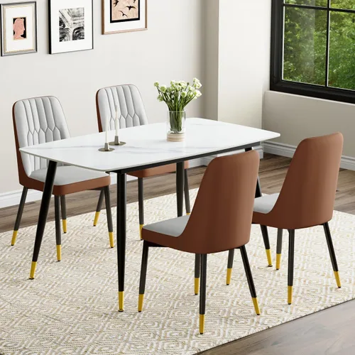 Vista 38 de Juego de 4 mesas de comedor negras para mesa de comedor de 4,50 pulgadas para 4, sillas de cocina de piedra sinterizada, fácil de montar, adecuado