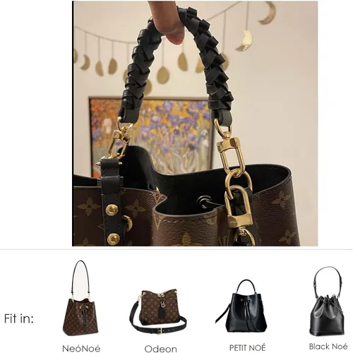 Vista 6 de Mango trenzado de cuero genuino compatible con correa Neonoe para Metis Noe BB NM Beaubourg Hobo