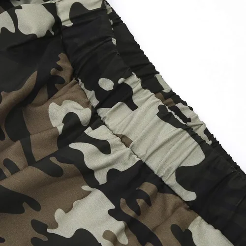 Vista 4 de Pantalones deportivos de camuflaje para mujer, cintura alta, elásticos, ajustados, ajustados, tipo cargo, para hacer harén, hip hop, rock