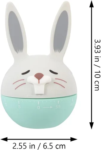 Vista 2 de Toyvian Cute Mechanical Kitchen Timer Baking Timer Small Rabbit Design Thin Green for Cooking Time Management and Classroom Use