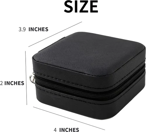 Vista 2 de KElofoN Organizador de joyas de viaje, joyero de viaje, caja organizadora de joyas pequeña para niñas y mujeres (negro)