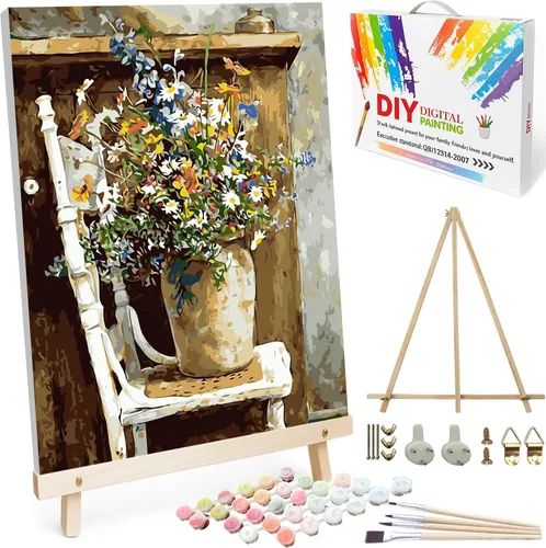 Vista 13 de BAISITE 0304 - Kit de pintura por números para adultos principiantes; paquete de 2 lienzos de 8 pulgadas de ancho x 12 pulgadas de largo; caja