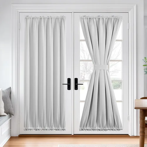 Vista 80 de Deconovo Cortinas opacas para puerta, bolsillo para cortinero y cortinas de bloqueo con aislamiento térmico para dormitorio, 137.16 x 189.2 cm, azul