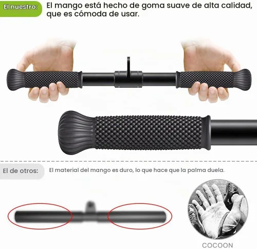 Vista 3 de SELEWARE Accesorios de máquinas de cable de barra recta giratoria para gimnasio, barra de tracción barra de presión con mango de goma