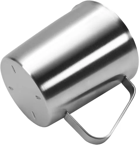 Vista 3 de Bettomshin 1 taza medidora métrica de 16.9 fl oz, taza medidora de acero inoxidable, taza de espuma de leche con marca y asa, tazas de mezcla
