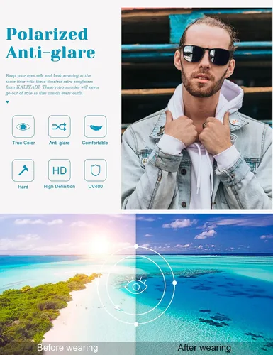 Vista 5 de KALIYADI Gafas de sol polarizadas para mujer, estilo retro redondo vintage y protección UV