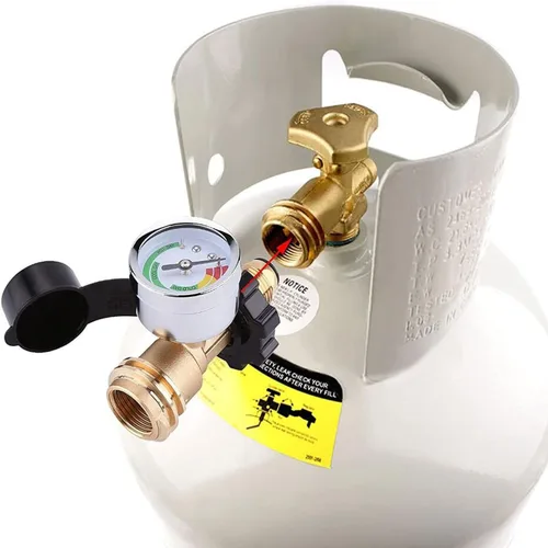 Vista 4 de Adaptador de tanque de propano de 100 libras, ajuste universal, adaptador de tanque de propano Pol a Qcc1 que convierte Pol a Qcc1 / Tipo 1, calibre