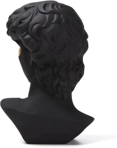 Vista 4 de BRABUD Máscara griega David Hombre Busto Estatua Resina Negro Oro Escultura Romana Clásica Arte Moderno Casa Oficina Estudio Estantería Decoración