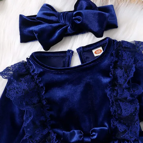 Vista 5 de ODIZLI Vestido de terciopelo para niñas pequeñas, manga larga, volantes, ropa de otoño e invierno
