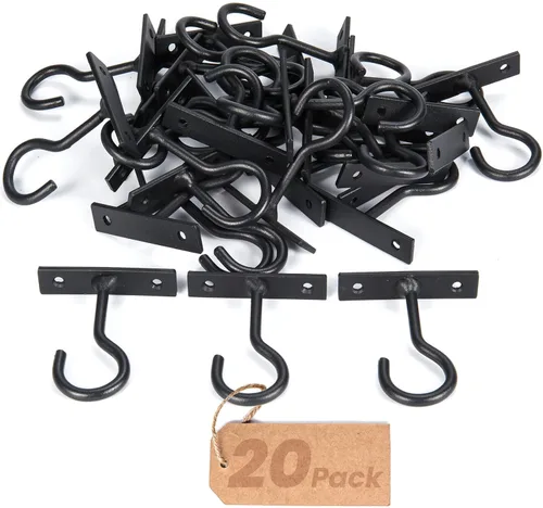 Vista 11 de Ganchos para plantas, paquete de 2 soportes de metal para colgar plantas de 6 pulgadas, gancho decorativo para comederos de pájaros, macetas, Negro