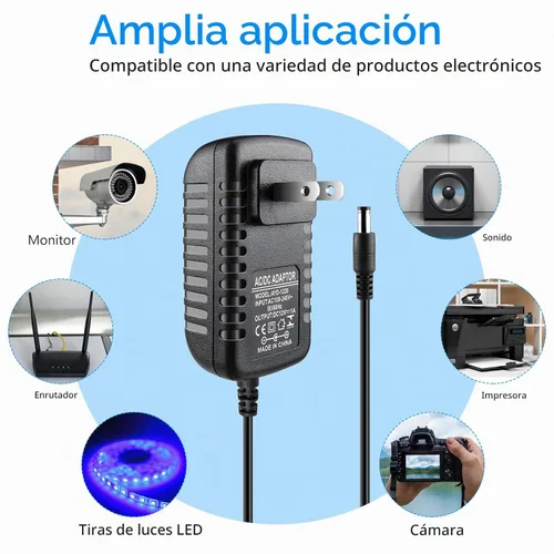 Vista 6 de LightingWill - Fuente de alimentación de 12 V, 1 A, CA 100-240 V a CC 12 V 12 W, transformador de enchufe de pared con conector de 5.5/0.1 in