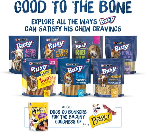 Vista 12 de Purina Busy Bone - Golosinas masticables para perros adultos, mantequilla de maní, bolsa de 6