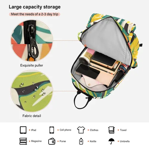 Vista 6 de Tennis Badminton Racket Bags Large Sturdy Colorful Summer Hawaiian Flowers 2 Rackets Tennis Racket Cover Bag with Protective Pad for Women Men