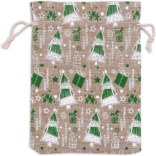 Vista 37 de 48 paquetes de 3x4 bolsas de regalo reutilizables de yute y arpillera con cordones (Feliz Navidad, X-Pequeño) - para regalos, favores de fiesta