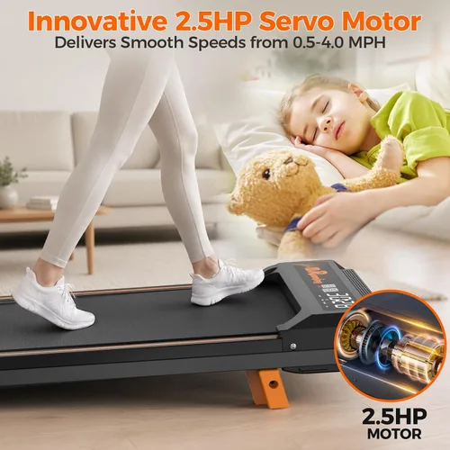 Vista 7 de Caminadora para el hogar y la oficina - Cinta de correr para debajo del escritorio con 6% de inclinación manual, control remoto, pantalla LED, motor