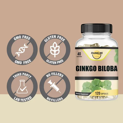 Vista 5 de Ginkgo Biloba 1800 mg, Ginkgo Biloba Organic, soporte de memoria y función cerebral, mejora la concentración y el apoyo cognitivo, claridad, 120