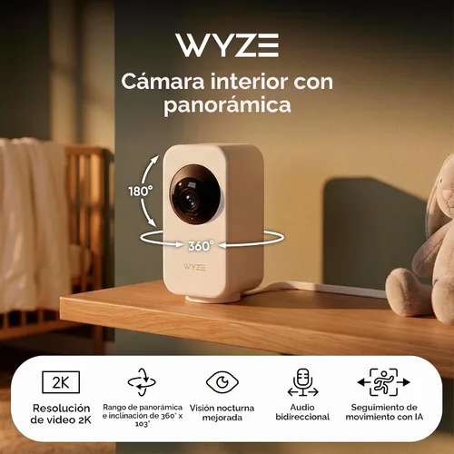 Vista 2 de WYZE Cam Pan para interiores, paquete de 2, seguimiento de movimiento AI