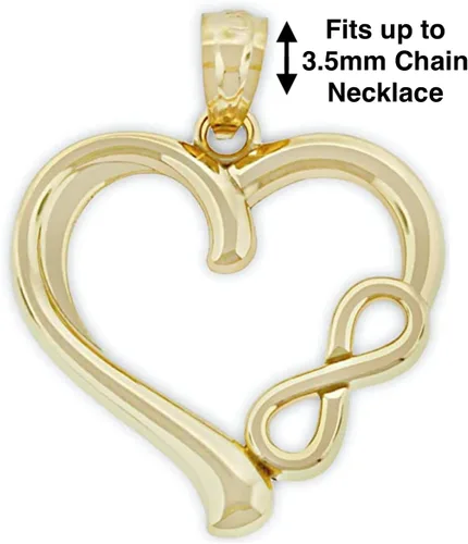 Vista 4 de Charm America - Charm de corazón infinito de oro - Oro macizo de 10 quilates, Oro