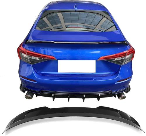 Vista 12 de IKON MOTORSPORTS, alerón para cajuela compatible con Honda Civic Sedán 4 puertas 2022-2026, alerón trasero estilo FE-C de fibra de carbono