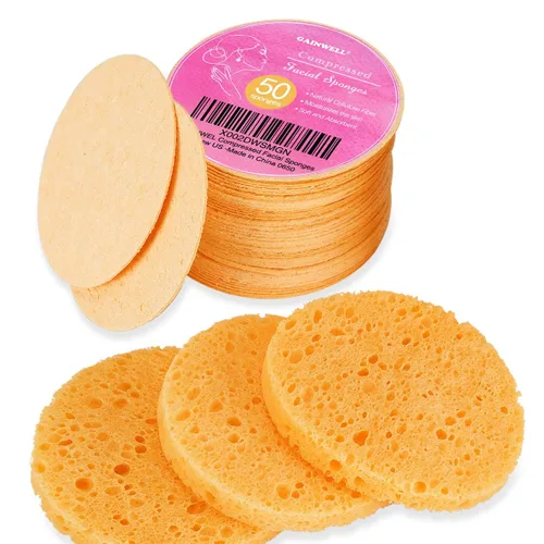 Vista 17 de GAINWELL Bride to Be Gifts - Esponja facial comprimida de 50 unidades, limpieza facial diaria y exfoliante, esponjas cosméticas de spa 100% Rosa