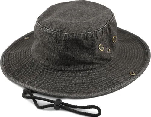 Vista 12 de The Hat Depot - Sombrero de safari, de algodón lavado a la piedra, de ala ancha, plegable, doble cara y sombrero de pesca