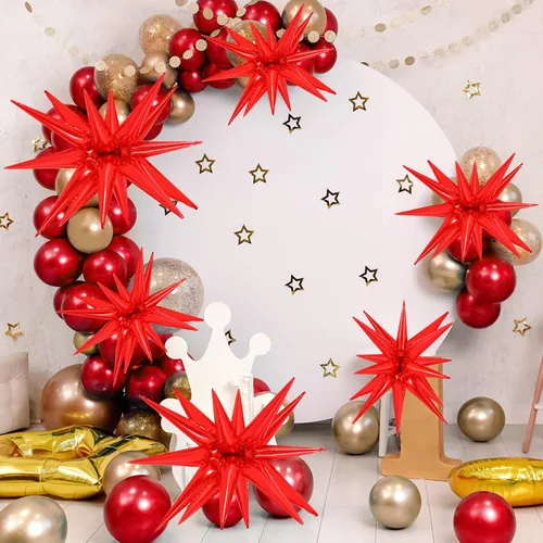 Vista 4 de 10 unidades de globos de estrella roja explosión globos de estrella fulgurante globos de cono de papel de aluminio mágicos para decoraciones