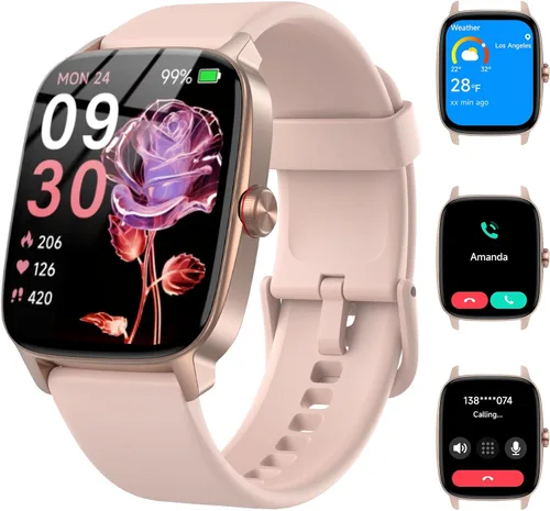 Vista 12 de Relojes inteligentes para mujeres y hombres con llamada Bluetooth y voz IA, rastreador de fitness HD de 1.85" con monitor de frecuencia cardíaca
