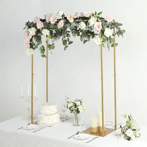 Vista 8 de 48" Adjustable Over The Table Stand, Square Metal Arch, Wedding Decor, Floral Arch, Balloon Arch - Gold