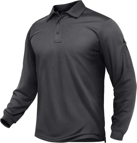Vista 26 de TACVASEN - Camisas polo de manga larga para hombre de secado rápido, tácticas, para golf, con cuello, ligeras, transpirables, que absorben
