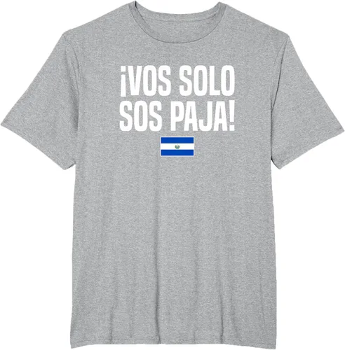 Vista 46 de Camiseta Vos Solo Sos Paja Salvadoran Slang Bandera de El Salvador, Negro