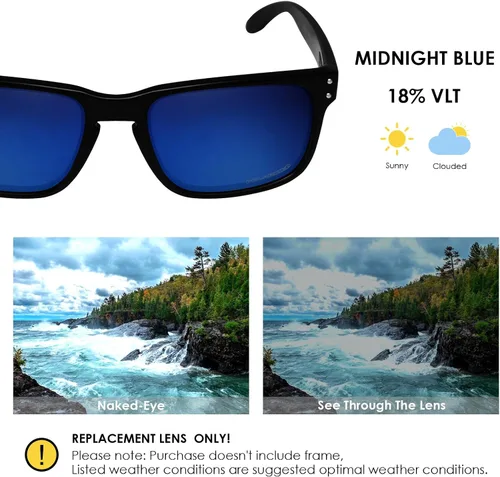 Vista 3 de BLAZERBUCK Lentes De Reemplazo Polarizadas Anti-sal Para Oakley Holbrook XL OO9417 - Azul Medianoche
