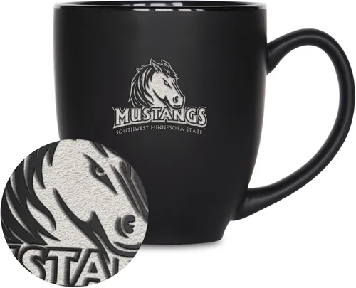 Vista 46 de Rico Industries - Taza de cerámica mate negra con grabado láser estándar de 15oz para NCAA (escuelas T & U) - Para bebidas calientes o frías