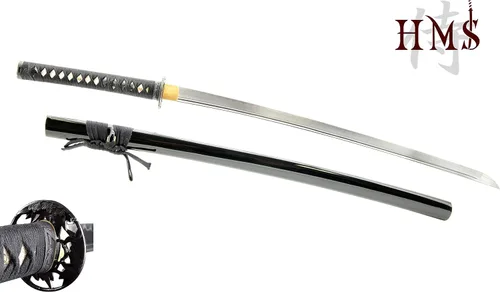 Vista 7 de HMS Espada Katana Samurai Japonesa Finely finished blades in 1045, 1095 or Damascus steel for dojo practice and display; includes protective sword