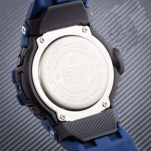 Vista 4 de Casio G-Shock Reloj de cuarzo para hombre con correa de plástico azul 26 modelo GBD-100-2ER Azul GBD-100-2ER-AMZUK
