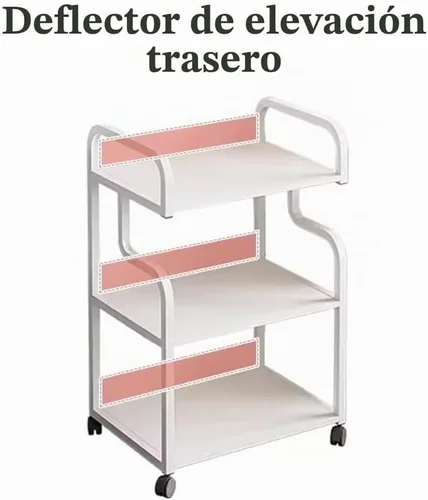 Vista 4 de Oro 3-Tier belleza Rolling Cart, carro móvil de la máquina del esteticista para el salón