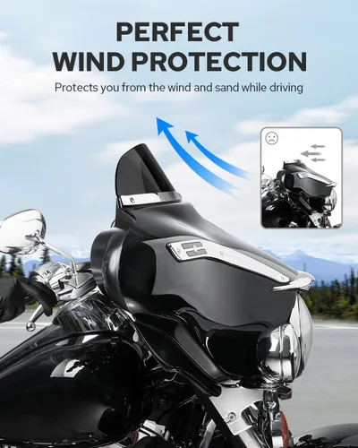Vista 2 de Benlari Parabrisas negro de 5 pulgadas para Harley 1996-2013 Davidson Touring Street Glide Electra Glide Ultra Classic FLHTK FLHTI FLHT FLHTCU Tri