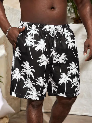 Vista 4 de Floerns Traje de baño con estampado gráfico y cordón en la cintura para hombre
