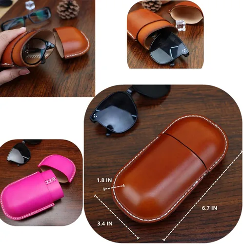 Vista 13 de Funda de cuero para gafas de sol vintage para hombres y mujeres miope, gafas de sol, viaje, caja de almacenamiento antiaplastamiento