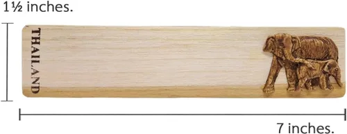 Vista 2 de WitnyStore Marcapáginas de madera tallada de 7 pulgadas de largo, elefante, mamá, caricia, bebé, horizontal, diseño único, marcapáginas hechas a