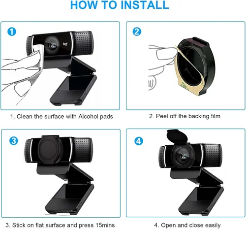 Vista 5 de Paquete de 2 fundas universales para cámara web, cubierta de lente de cámara web externa para computadora de escritorio, cubierta de obturador, clip