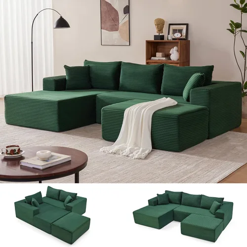 Vista 14 de Mangodan - Sofá seccional en forma de nube, sofá sin huesos para sala de estar, sofá seccional modular con asiento profundo, cómodo sofá de felpa