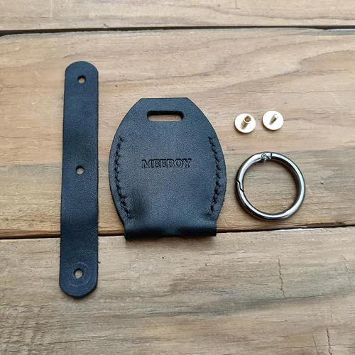 Vista 8 de Llavero hecho a mano de cuero con llavero protector de gran capacidad, funda protectora para llaves