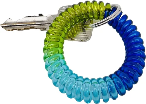 Vista 3 de 12 Pcs Wrist Coil Wrist Keychain, Colorful Stretch Wristband Key Chain for Gym, Pool, ID Badge
