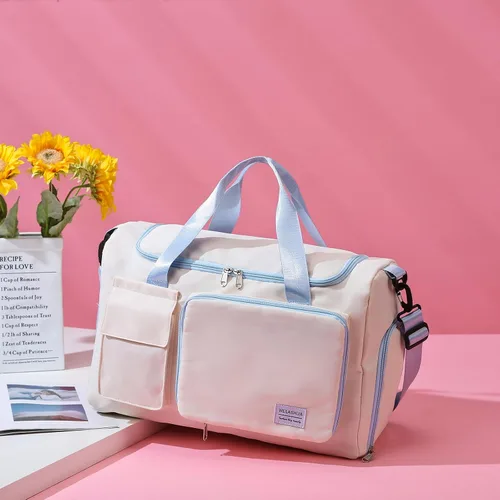 Vista 321 de Pequeña bolsa de gimnasio para mujer, bolsa de viaje con compartimento para zapatos