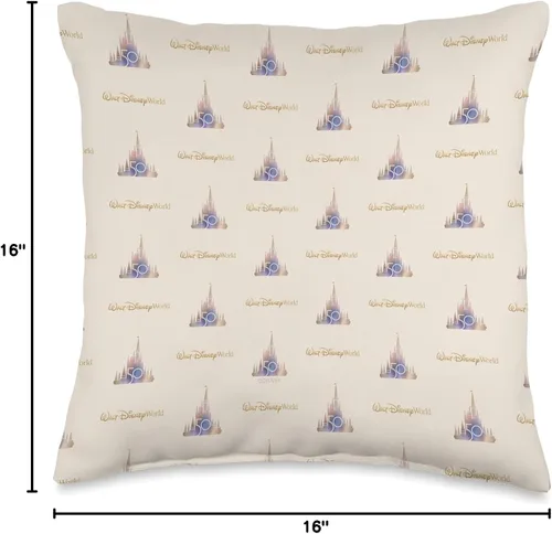 Vista 4 de Disney Walt World - Almohada con estampado de castillo del 50 aniversario, 15.7 x 15.7 in, multicolor