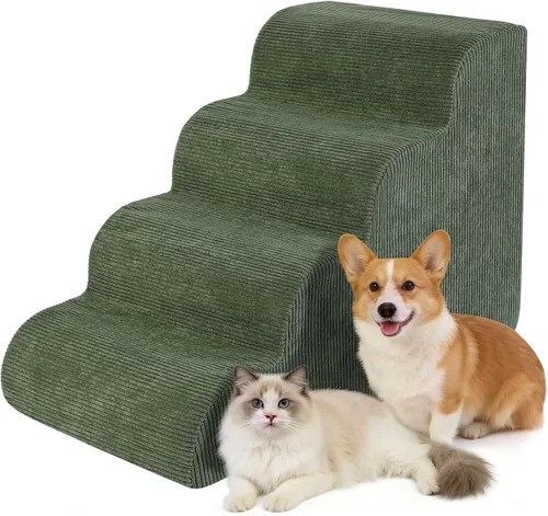 Vista 14 de Escaleras para perros pequeños, rampa de 3 escalones para sofá cama Beige