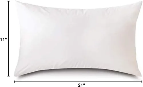 Vista 7 de Relleno de almohada rectangular de 11 x 21 pulgadas, hipoalergénico de 50/50 de plumas esponjosas, mezcla de poliéster, funda de 100% algodón