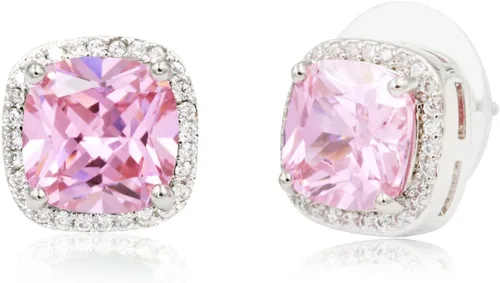 Vista 4 de Pendientes cuadrados de corte princesa micro pavimentado AAA CZ joyería boda nupcial para mujeres